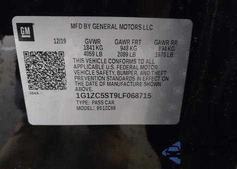 2020 Chevrolet Malibu Fwd 1Fl from USA, damaged, VIN 1G1ZC5ST9LF068715